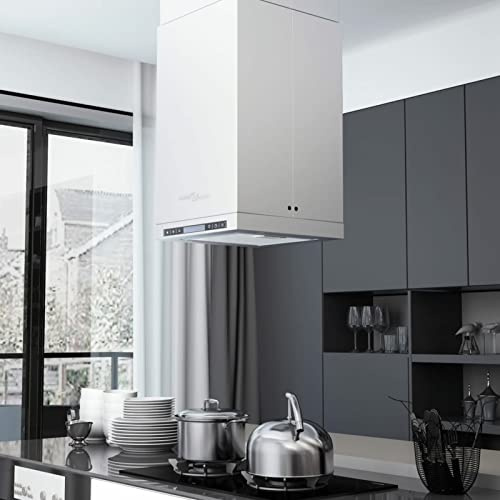 Tidyard Cappa a Isola con Display LCD e Sensore Touch,Cappa da Cucina Cappa per Cucina aspirante Cappa Aspirare, 756 m³/h LED