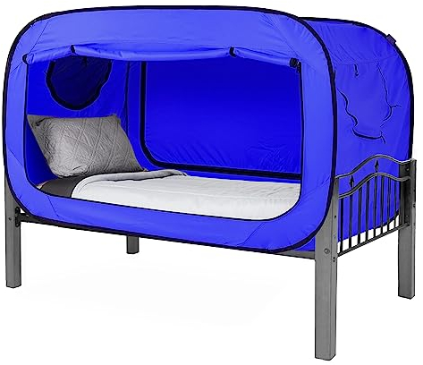 ANC POP Bed Tent Twin Bed Canopy Portable Dream Tent for Kids and Adult Indoor Sleeping Tents with 2 Doors Breathable Private Space Tents, Blue