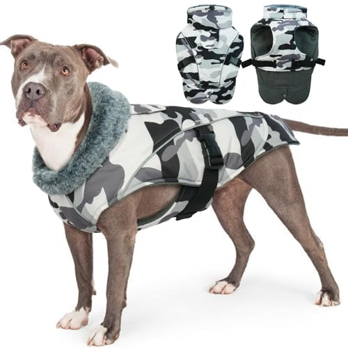 Abrigo para Perro, Chaqueta Invierno Perros Pequeños Abrigo para Nieve Perro Ropa Forro Polar para Perros Grandes(Camuflaje, 2XL)