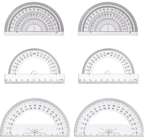 LYITZW 6 pezzi Goniometro Plastica, Goniometro 180 Gradi Protractor Plastic Protractor Protractor 180 Goniometro Geometrico,Goniometro 180°, Goniometri Matematici Plastica