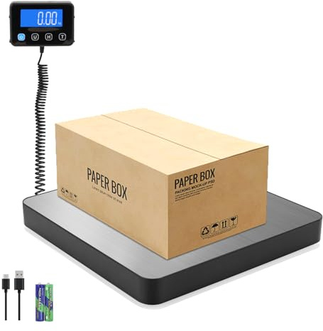 Digital Shipping Scale, 5g High Accuracy 440 lb Postal Scale with Hold and Tare Functions for Parcels/Luggage/Home, Manual/Auto Shutoff, Extended LCD Display, Batteries and AC Adapter Included