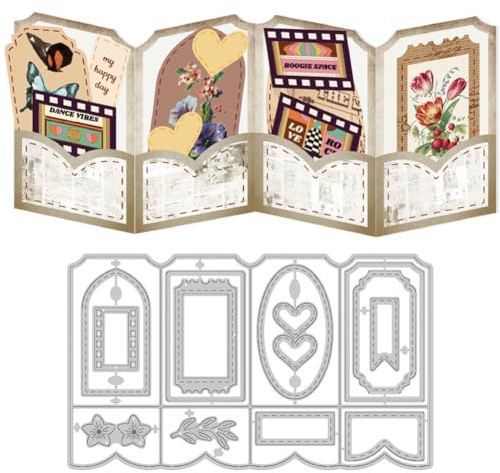 DELORIGIN Faltbar Grußkarten Stanzformen, Stanzschablone Geburtstag Spitze Geometrie PrägeschablonenStanzschablonen Neuheiten 2025 Für Weihnachts Geschenke Geburtstagsgeschenke Dekor