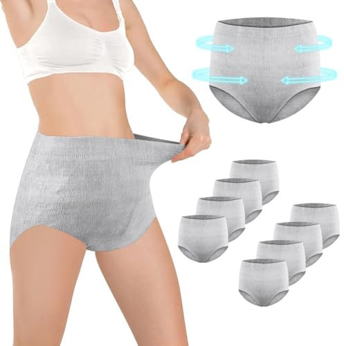 ACWOO Culotte Post Parto, 9 PCS Morbido e Traspirante Slip Monouso Dopo Parto, Triangolo Mutandine per Gestante a Vita Alta Bassa e in Cotone, per Viaggiare, Dopo Parto, Maternita' Emergenza