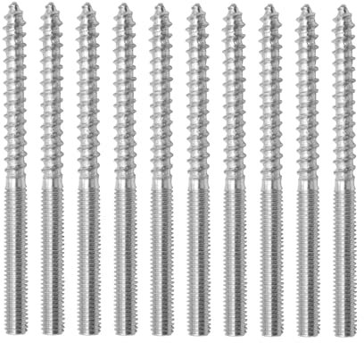 Lot de 10 Vis à Bois en Acier Inoxydable,Vis à Double Filetage pour Béton et Bois,Goujon et Patte à Vis pour Fixations Durables