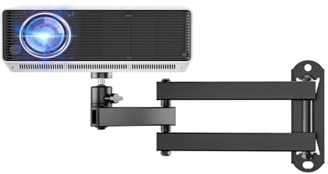 WALI Mini Foldable Projector Wall Mount with 360° Rotating Gimbal, Fully Adjustable Wall/Ceiling Mount Bracket for 1/4 M4 M6 Screw Projectors, Small Projector Holder up to 4.4lbs (1330LM-PM), Black