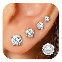 Stud Earrings for Women Sterling Silver Earrings for Women Studs, Hypoallergenic Earrings Set, Tragus Cartilage Earrings Silver Helix Piercing Jewellery Mens Earrings