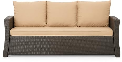Setgarden® Cojín para banco - Cojín de asiento para exteriores para banco de jardín con almohada de polirratán, almohada para banco de columpio de ratán (Beige, 150x60x50cm)