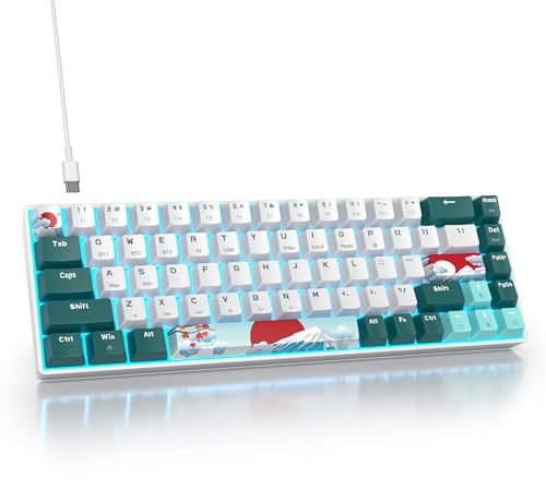 SbocKeeb Gaming Tastatur 60 Prozent Kabellos,65% Mechanical Keyboard Wireless Bluetooth/2.4G/Typ-C,RGB-Hintergrundbeleuchtung American QWERTY Layout for für PC MAC Gamer（GT68-Green ）