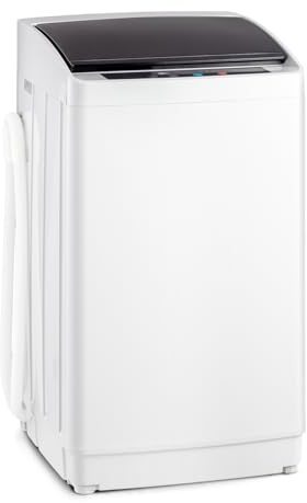 ROVSUN 17.8LBS Portable Washing Machine, Full-Automatic Electric Laundry Machine with Stainless Steel Drum, Compact Washer and Spin Dryer Combo with Drain Pump for Apartment, Dorm, Home