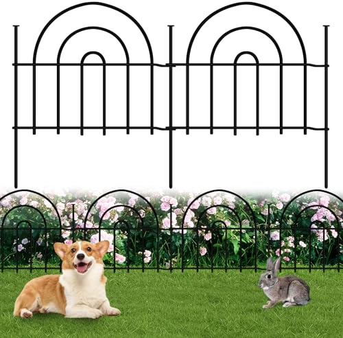 ULIOK Decorative Garden Fence, 32 Panels No Dig Fence 45.3ft(L) x13in(H) Animal Barrier for Dog Rabbit, Arched Flower Bed Wire Border Rustproof Metal Panel Fencing for Yard Patio Outdoor Decor