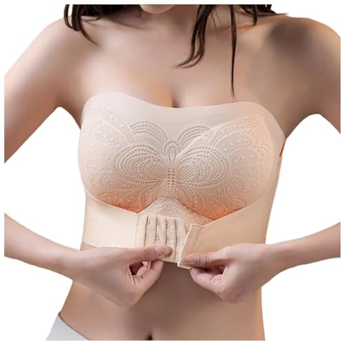 Soutien Gorge Bandeau Sans Bretelle Grande Taille Poitrine Femme Coton Invisible Push Up Rembourré Robe Soutien-Gorge Push-Up Transparente Soutif Dos Nu Minimiseur Avec Armature Pour De Mariée