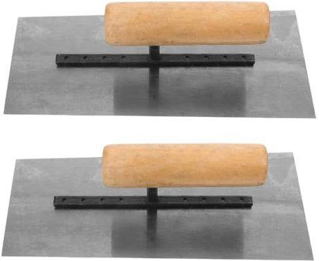 SHINEOFI 2 Piezas Llana Plana con Mango de Madera para Acabado Paredes Herramienta de Albañilería de Alta Precisión