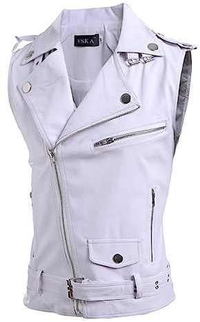 2025 Chaleco de cuero para hombre, versión coreana, corte ajustado, cremallera múltiple, abrigo corto de cuero para hombre, abrigo de campamento