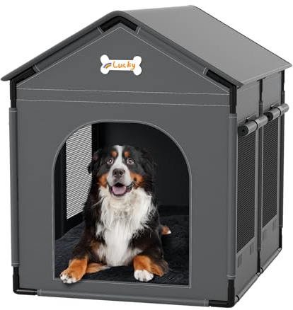 Dog House Indoor Dog Kennel Bed Mat with Cushion for Small Medium Large Dogs Cats, Cozy Colling Cat Nest Puppy Cave Sofa Pet Products Easy Assembly (Grey, X-L: 33.9 L x 26.8 W x 33.9 H)