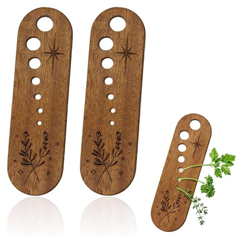 2PCS Herb Stripper Strumento di Legno Foglia di Verdura Separatore 7 Fori Cucina Hacks Gadget Ceramica Erbe Strippers Ciotola Regali Pratica Cucina Verdura Foglia Stripper Herb Chopper Rocker