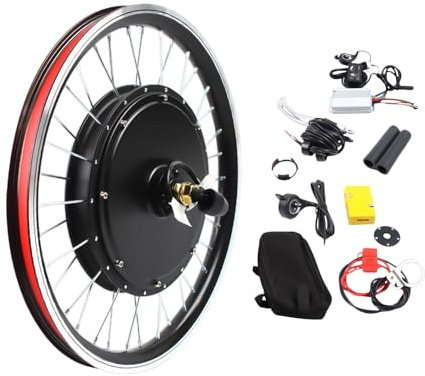 Kit de conversion pour roue avant de vélo électrique 20 48V 1000 W SanBouSi - Moteur électrique de moyeu de vélo avec affichage LED, frein V/frein à disque, contrôleur sans balais - Kit de conversion