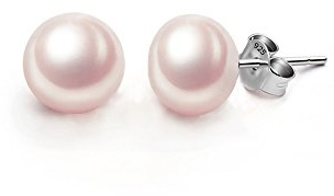 Orecchini Argento 925,EVER FAITH donna piccoli Rosa Perla coltivata d'acqua dolce AAAA bottone lobo 6MM