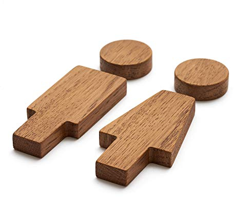 Juego de letreros para puerta de baño, letrero de madera para baño, WC, señal para puerta de baño