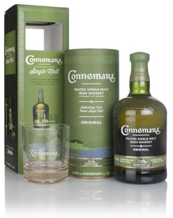 Connemara Original Peated Single Malt, Coffret avec 1 Verre, Whisky Irlandais 40%