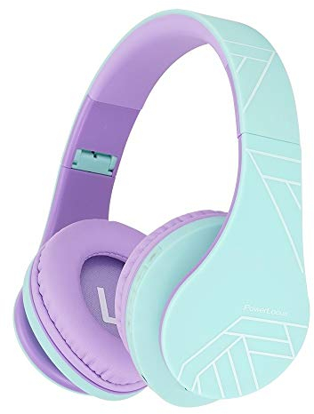 PowerLocus P2 Bluetooth-Kopfhörer für Kinder, mit begrenzter Lautstärke auf 85 dB, kabellose und kabelgebundene Kopfhörer, faltbar und verstellbar, bequem, mit integriertem Mikrofon, Micro-SD-Slot