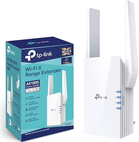 TP-Link Mesh WiFi 6 Booster, WiFi Repeater, Ultraxtend WiFi Range Extender with 1 Gigabit Port, 1800Mbps Internet Repeater, 5GHz, App Control Easy Setup, UK Plug (RE605X)