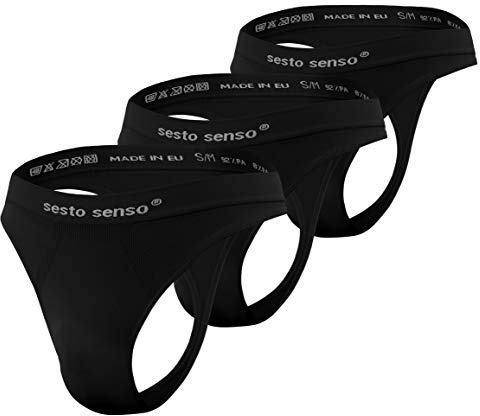 sesto senso Uomo Seamless Strings Mutande G-Strings Sexy Intima di Base Perizoma 3 Pack L/XL Nero