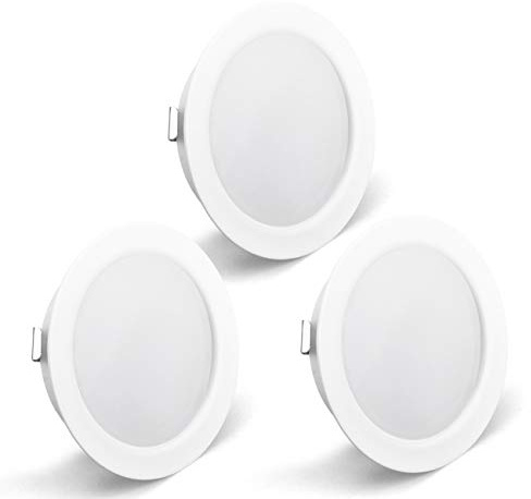 OPPER Juego de 3 Focos LED Empotrables para Muebles 230V, 3.5W LED IP44 G4 15 mm de Grosor Foco Empotrable Led Techo, 3000K Blanco Cálido Para la cocina, Los Armarios con Espejo del Baño,Blanco