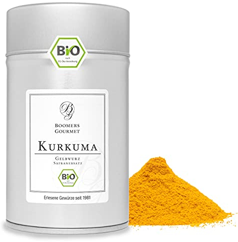 Boomers Gourmet - Premium Kurkuma Pulver BIO I Curcuma Pulver (engl. Tumeric Powder) in BIO Qualität - Gewürzdose 11,5 cm - 100 g
