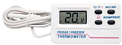 JAWSEU Gefrierthermometer Kühlschrankthermometer, Digitalthermometer mit wasserdichter Kabelfühler, mit Alarm, Gefrierschrank Thermometer
