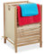Relaxdays, Natur/beige Wäschekorb Holz & Baumwolle, 60 L, Bad Wäschesammler für Schmutzwäsche, HxBxT: 63,5 x 43 x 43 cm