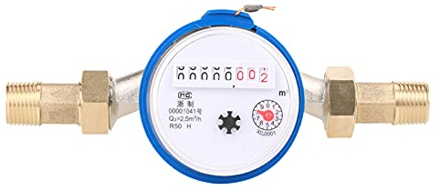 15mm 1/2 Water Meter Water Flow Meter with Fittings, Cold Water Meter Water Gauge Garden Hose Water Meter Water Hose Meter Water Usage Monitor Dry Water Flow Meter with Arbitrary Rotary Counter