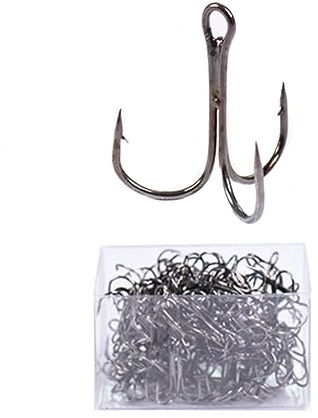 Lot de 50/100 hameçons triples barbelés en acier au carbone pour brochet, sandre, perche, pêche en eau douce et salée