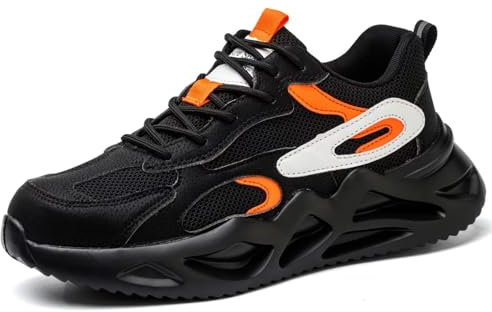 Annvia Arbeitsschuhe Herren S1 Leicht Sicherheitsschuhe Damen Stahlkappenschuhe Atmungsaktiv rutschfeste Arbeitsturnschuhe Schutzschuhe mit Stahlkappe Schwarz größe 43