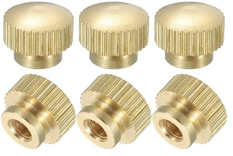 QUARKZMAN Dadi a Farfalla Scanalati, 6pz M4 x D10mm x H8mm Foro Cieco Ottone a Testa Alta con Colletto a Testa Alta Foro Cieco Elementi Fissaggio Pomelli Rotondi per Parti Stampanti 3D