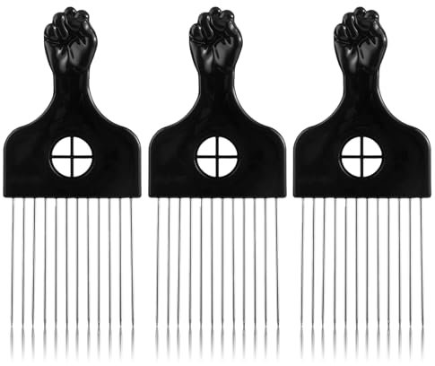 3 Stück Metall Styling Kamm Metall Lockenkamm Metall Pick Kamm Afro Haarkamm Comb Männer Frauen Lockenkamm Breiter Zahnkamm für Natürliches Lockiges Haar