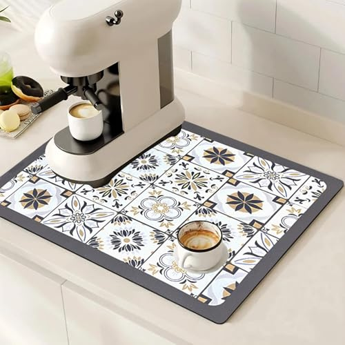 SOQKEEN Tappetino Assorbente Cucina 60x40 cm, Antiscivolo per Macchina da Caffè e Stoviglie, Protezione Piano Lavoro Antimacchia
