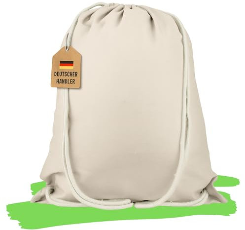 Stoffbeutel Turnbeutel Baumwolle 38x46cm – OEKO-TEX® 100 zertifiziert – Sportbeutel mit Kordelzug – Nachhaltiger Baumwollbeutel Jutebeutel für Sport, Schule & Freizeit (1, natur, 38x46cm)