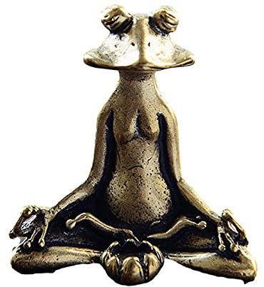 Meditation Zen Frog Brass Statue - Yoga Frog Statue Lotus Meditation Pose - Pet Statue Zen Yoga Relax pose Buddha Sculpture - Yoga Frog Figure for Home Garden Sculptures