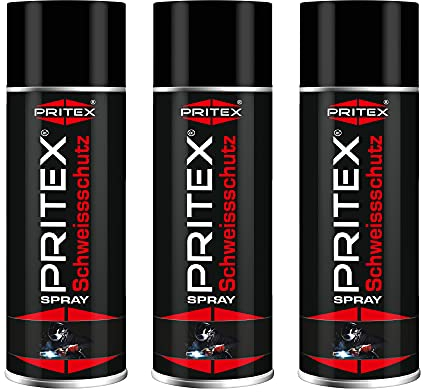 PRITEX – Schweißschutzspray 3 x 400 ml reinigt Schweißdüsen & verhindert das Anhaften von Schweißspritzern – silikonfreies Schweiß-Trennspray bietet lückenlosen Schutz beim Schweißen – Schweißspray