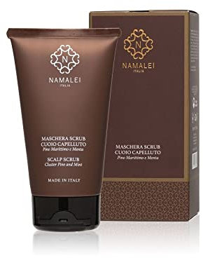NAMALEI Maschera Scrub Cuoio Capelluto BIO Pino Marittimo, Menta e Eucalipto Purifica e Riequilibra il Cuoio Capelluto, Previene il Diradamento e Rinforza i Capelli Maschera per il Viso