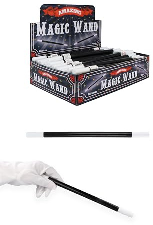 HENBRANDT [x Magic Wands 26.5cm Classic Black White Magician Fancy Dress Costume Accessory Party Favours Lucky Dip Prizes Gifts Children Adults Wizard Themed Parties Halloween