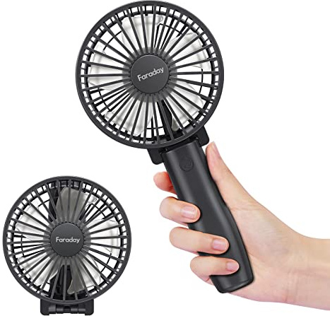 FARADAY Personal Hand Held Fan 4800mAh Travel Cooling Fan Powerful Small Portable Fans Rechargeable Battery Operated Desktop Table Fan for Traveling Hiking, 3 Speed, 6-21 Hours,Black