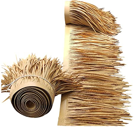 RUMENT Paneles de Paja Teja de Paja de Simulación Paja Falsa Rollo de Paja de Palma de Plástico Artificial 1-10m Retardante de Llama Antienvejecimiento para Tiki Bar Jardín Deco(Size:1m/3.2ft)