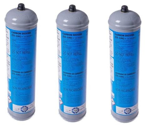 Bevi sano, bevi Italiano! GASFRIGO® Set 3 Bombole CO2 per Gasatore e Depuratore Acqua Frizzante - Ricarica 600g E290 Alimentare - Attacco M11x1 - Tripla Scorta Convenienza - 100% Made in Italy