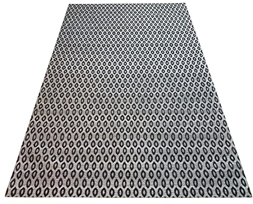 Teppich Flachgewebe Baumwolle Viskose 150x240 cm Jacquard Silber Blau JST15