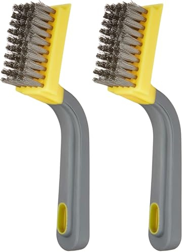 Amazon Basics Cepillo raspador ancho, acero inoxidable, agarre suave, Negro, Amarillo (Paquete de 2)