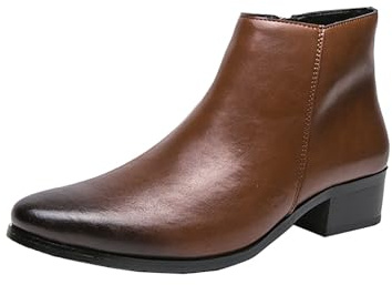 Botines Chelsea de Piel para Hombre - Botas Con Tacón de Bloque, Zapatos de Noche, Motero, Moto - Caña Corta - Tallas 37-43, Marrón, 41 EU