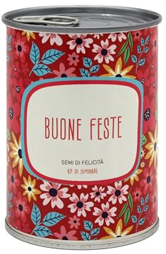 Kit di Coltivazione di Fiori da Regalare con Messaggio - Regalo di Natale per Donna e Uomo Regalo Originale Amici Famiglia Feste - Facilissimo da Usare - 100% Realizzato in Europa (Buone Feste)
