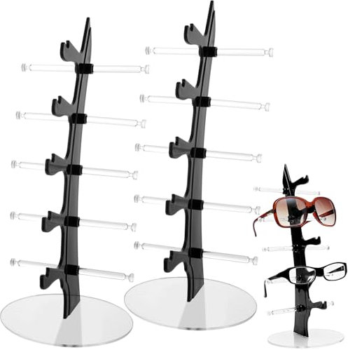 YAYODS 2 Stück Brillenhalter Brillenständer für Mehrere Brillen - 33x16 CM Brille Ausstellungsstand Kunststoff Sonnenbrillen Aufbewahrung Brillen Rack - Brillenablage zur Aufbewahrung und Präsentation