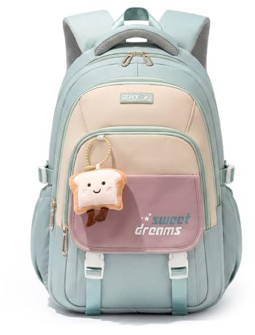 Amythe Mochilas Escolares de Niña Adolescente - Mochila Colegio Chicas 10 12 16 18 años - Mochila Grande para portátil con Bonito Colgante - Mochila de Viaje Casual Ligera e Impermeable -Verde | 30L Mochila Colegio Chicas 10 - 16 años, Mochilas Grande para Portátil 15.6, Bolso de Viaje Casual Ligera Apta Carro